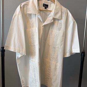 Omega Cream Colored Button Down Guayabera
